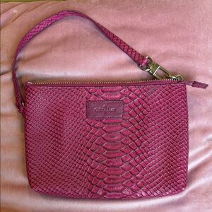 Cole Haan Pink Embossed Python-Texture Wristlet Clutch. NEW! NWOT!